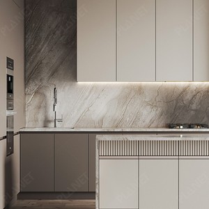 High Gloss Kitchen Cabinet <strong>Grey</strong> Base Cabinet and White Wall Cabinet Plywood Carcass Custom Marble Countertop Kitchen <strong>Cupboards</strong> - Product Image 5