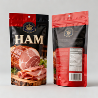 Sachet d'emballage alimentaire personnalisé en nylon plastique pour saucisses, pochette verticale pour jambon, emballage sous vide et surgélation