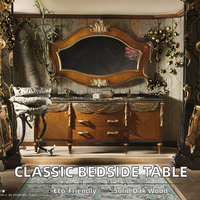 Meuble de salle de bain de style royal en bois sculpté avec miroir et double lavabo pour salle de bain