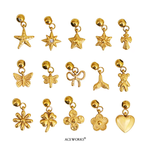 Mini Iconos Decorativos Tipo Stopper |   Charm Separador de Silicona de Acero Inoxidable con Baño de Oro PVD de 18K |   Resistente al agua, hipoalergénico y sin deslustre - Product Image 2