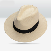 Sombrero Panamá Unisex de Paja para Primavera Verano, Estilo Jazz, Protección Solar para Viajes, Pesca, Casual, Aire Libre