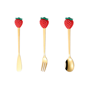 HPC0101 Fabricación experta de acero inoxidable, cuchara y tenedor creativos y bonitos para café/té/postres, cuchara y tenedor de dibujos animados, tenedor para frutas - Product Image 1