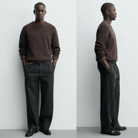 Pull en coton 100 % pour homme, personnalisé avec logo du fabricant, doux et chaud, à manches longues, col rond côtelé, tricot uni, collection printemps