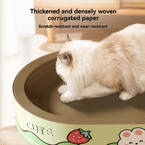 Interaktif besar bulat mangkuk berbentuk bergelombang karton kucing menggaruk papan furnitur kucing menggaruk <span class=keywords><strong>Post</strong></span> <span class=keywords><strong>Scratcher</strong></span> kucing mainan - Product Image 4