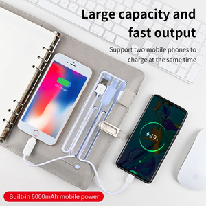 8000mAh PU cuero Notebook Power Bank cargador inalámbrico 16GB disco USB logotipo personalizado diario <span class=keywords><strong>Agenda</strong></span> - Product Image 4