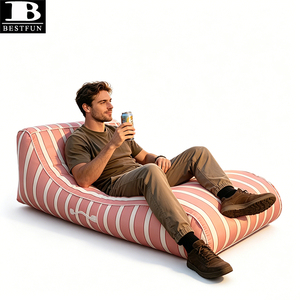 Sillón Inflable Ligero Cubierto de Tela, Tumbona Portátil Inflable, Cojín Flotante para Exteriores y <span class=keywords><strong>Piscina</strong></span> - Product Image 3