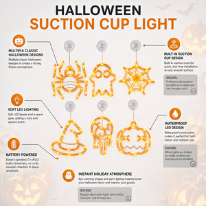 Lumières d'Halloween pour fenêtres et portes, décorations de fête à domicile, à piles, avec ventouse puissante, pour intérieur - Product Image 3