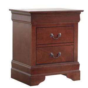 Table de chevet en bois massif Db Charming Cherry Finish, 2 tiroirs, meubles de chambre à coucher de luxe antiques pour usage domestique - Product Image 4