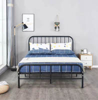 Lit Queen Size Moderne et Simple en Métal et Tissu avec Sommier Intelligent, Style Coréen, Couleur Personnalisable pour Hôtels