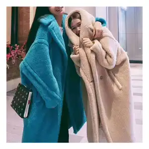 Teddy Bear Sherpa Cappotto Personalizzato Alla Moda Reale Collare In Pile Lungo Delle Donne Teddy Giacche Per L'inverno