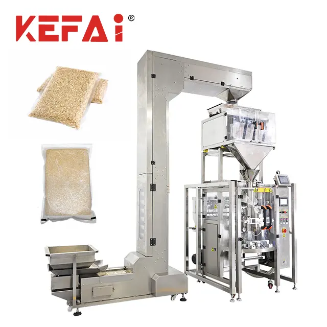केफई ऊर्ध्वाधर स्वचालित 5 किलो चावल फ्लैट तकिया बैग वैक्यूम भरने की मशीन