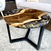 Mobilier moderne de luxe pour le salon et la maison Table basse en bois massif avec fleurs séchées en résine époxy pour l'appartement