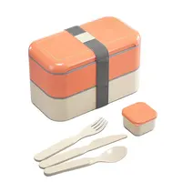 Boîte à déjeuner à Bento chauffante pour micro-ondes, récipient alimentaire personnalisé de qualité alimentaire avec cuillère et fourchette à 2 couches