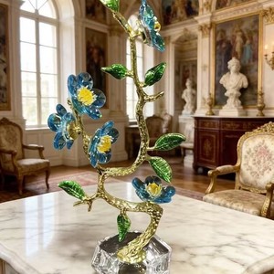 Adornos Florales de Cristal, Decoración de Mesa de Estilo Europeo, 10.5x6.5x27cm, Diseño de Flor de Ciruelo, Decoración para el Hogar - Product Image 4