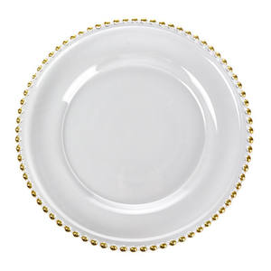 Assiettes et plats de mariage créatifs européens en verre clair or argent perlé décoration assiettes et plats pour fête - Product Image 1
