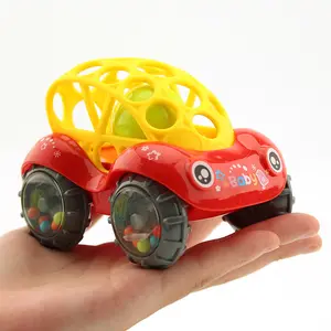 ガラガラ & ロールカー3〜24ヶ月赤ちゃんのおもちゃ5インチの男の子と女の子の幼児のおもちゃ車子供のための赤ちゃんの教育玩具ガラガラ