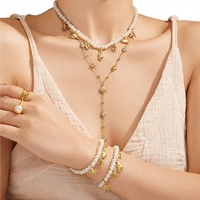 Ensemble de bijoux unisexe Mili Fashion, élégant, série Océan, collier et bracelet en acier inoxydable avec pendentif étoile de mer incrusté de zircon