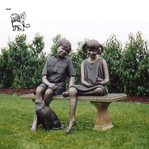 ガーデンデコレーション手鋳造クラフトアンティークブロンズ読書女の子座って像 - Product Image 3