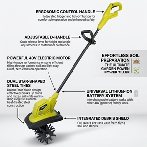 <span class=keywords><strong>Micro</strong></span>-cultivateur électrique sans fil 20V Li-ion, outil agricole et de jardinage sans balais, scarificateur, motoculteur électrique sans balais - Product Image 2