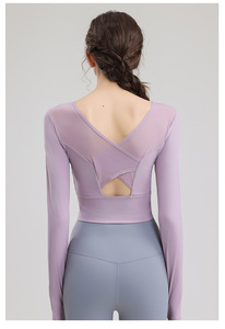 <span class=keywords><strong>Haut</strong></span> <span class=keywords><strong>de</strong></span> yoga pour <span class=keywords><strong>femme</strong></span>-Chemise <span class=keywords><strong>de</strong></span> fitness élégante pour l'exercice, le cyclisme, l'entraînement Pilates, à manches longues, adaptée au printemps et à l'automne. - Product Image 2