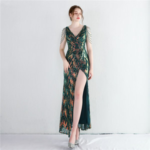2025 nouveaux styles col en V profond fente à l'avant Sexy Sequin célébrité <span class=keywords><strong>robe</strong></span> <span class=keywords><strong>de</strong></span> <span class=keywords><strong>soirée</strong></span> - Product Image 3