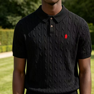 Pull-over Ralf personnalisable avec logo pour <span class=keywords><strong>homme</strong></span>, 100 % coton pur, nouvelle collection printemps-été, anti-boulochage, manches courtes, tricoté, devant Laurla - Product Image 1