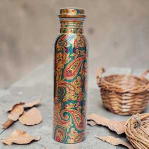 Bouteille d'eau en cuivre brun de haute qualité, finition mate, 1 L, écologique, compatible eau bouillante - Product Image 2