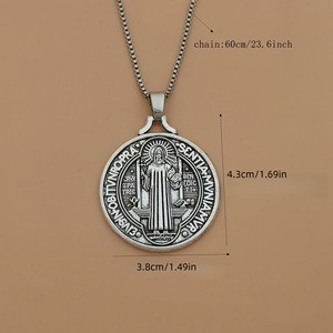 Medalla Clásica de San Benito en Plata Antigua Bañada en Níquel Negro Hermana del Carmelo Medalla Sacramental Cristiana de San Benito - Product Image 5