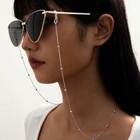 Chaîne de lunettes en métal style européen-américain, motif géométrique, perles creuses, antidérapante, perles qui conservent leur couleur, cordon de lunettes