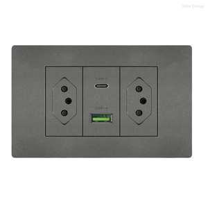 Brazilian standard PC <b>USB</b> wall <b>socket</b>, power <b>socket</b> panel, type 118 6-pin wall plug <b>socket</b> - Product Image 6