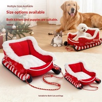 Nouveauté : Lit pour animaux de compagnie en forme de traîneau en peluche, édition limitée Noël, canapé pour animaux de compagnie pour chats et chiens, décoration de Noël pour la maison