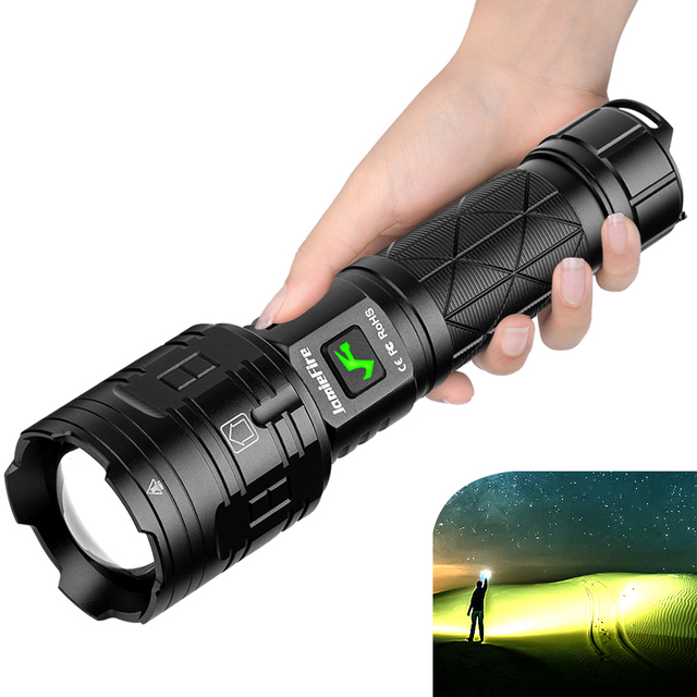 16-cell LED Tactical Flashlight Super Bright Flashlight 20000 Lumens USB Rechargeable Outdoor Lighting Searchlight