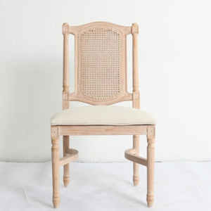 Chaise de café en bois scandinave, chaise de salle à manger nordique moderne en bois massif tissé en osier, chaise de salle à manger en rotin de canne - Product Image 1