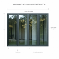 Hangxing Fenêtre panoramique à quatre panneaux, ouverture fixe du sol au plafond, façade vitrée moderne, vente en gros usine