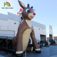 Cerf géant gonflable à nez rouge, dessin animé, décoration de cour extérieure, Arty, evénement publicitaire, décoration de noël