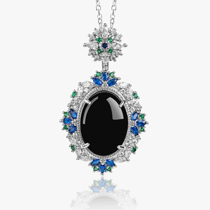 Pendentif en jade noir naturel de qualité A, serti d'argent S925, design minimaliste et tendance pour femmes - Product Image 4