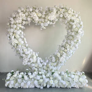 Base en tissu blanc Arrangement de fleurs artificielles décoratif en forme de coeur arc de <span class=keywords><strong>mariage</strong></span> toile de fond décoration d'événement en plein air - Product Image 1