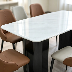 Mesa de Comedor Rectangular Moderna de Piedra Sinterizada con Patas de Metal, 6 Plazas, Muebles Duraderos para Comedor - Product Image 2