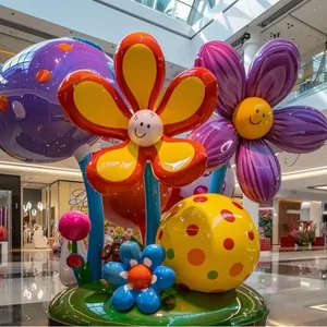 Multi Color Resin Craft Outdoor And Indoor Plant Model Ornaments Glass Fiber Painted Flower Sculpture