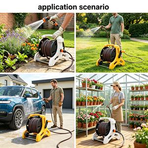 Enrouleur de tuyau d'arrosage <span class=keywords><strong>mural</strong></span> rétractable automatique avec logo personnalisé et manivelle manuelle pour jardin - Product Image 6