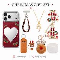Coque de téléphone antichoc miroir électroplaqué argent de haute qualité pour iPhone, avec sangle, bracelet de montre et collier – Coffret cadeau de Noël