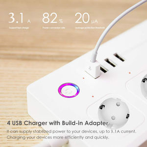 Tira de alimentación de la UE con enchufe de extensión USB, tira de Alimentación inteligente, <span class=keywords><strong>torre</strong></span> de luz LED, 3 USB, enchufe de la UE - Product Image 4