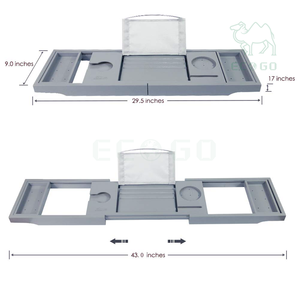 ถาดอ่างอาบน้ำไม้ไผ่แบบขยายได้ทันสมัยพร้อมที่ใส่หนังสือและชั้นวางหนังสือ - Product Image 4