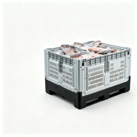 Bacs de rangement en plastique HDPE avec couvercles, robustes, revêtement poudré gris, capacité 1000 kg, assemblés pour le transport logistique