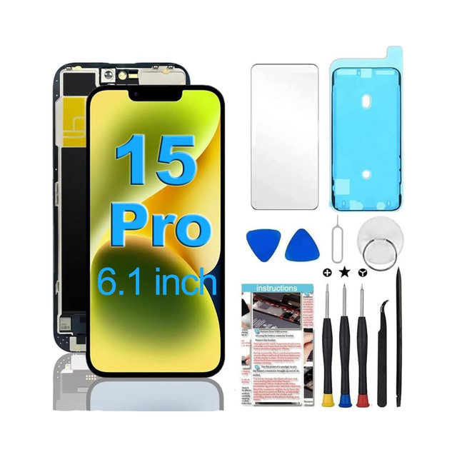 Fixerman for 15 Pro Screen Replacement 6.1 Inch 3D Touch LCD Display Digitizer Assembly 1 Year Model A2848 A3101 A3104 A3102