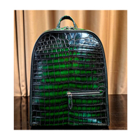 Sac à dos en cuir de crocodile véritable de haute qualité, élégant, exotique, personnalisé, couleur patine, grande capacité
