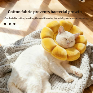 Sunflower Elizabethan <strong>Collar</strong> for <strong>Cats</strong> &amp; Dogs Waterproof Cotton Fabric Adjustable Anti-Lick Headgear <strong>Buckle</strong> Closure All Seasons - Product Image 3