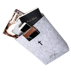 성경 운반 케이스 중공 크로스 디자인 기독교 선물 펠트 토트 교회 가방 성경 연구 지갑