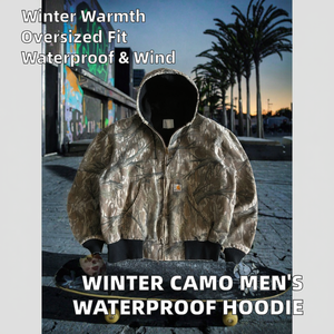 Sudadera con capucha extragrande para hombre, de camuflaje invernal, 100% algodón, gruesa, impermeable, cortavientos, transpirable, con forro y doble cremallera. - Product Image 2