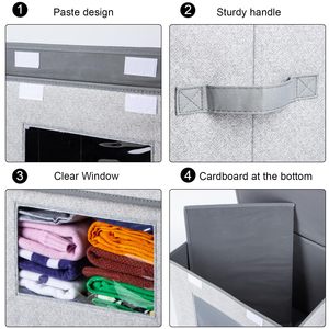 Große faltbare Aufbewahrung boxen aus Stoff Zusammen klappbare und stapelbare Aufbewahrung behälter mit Deckel Schrank organisatoren für Bettwäsche - Product Image 2